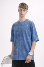 Acid Wash Oversized Tee - Blue