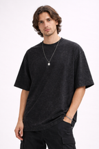 Acid Wash Oversized Tee - Black