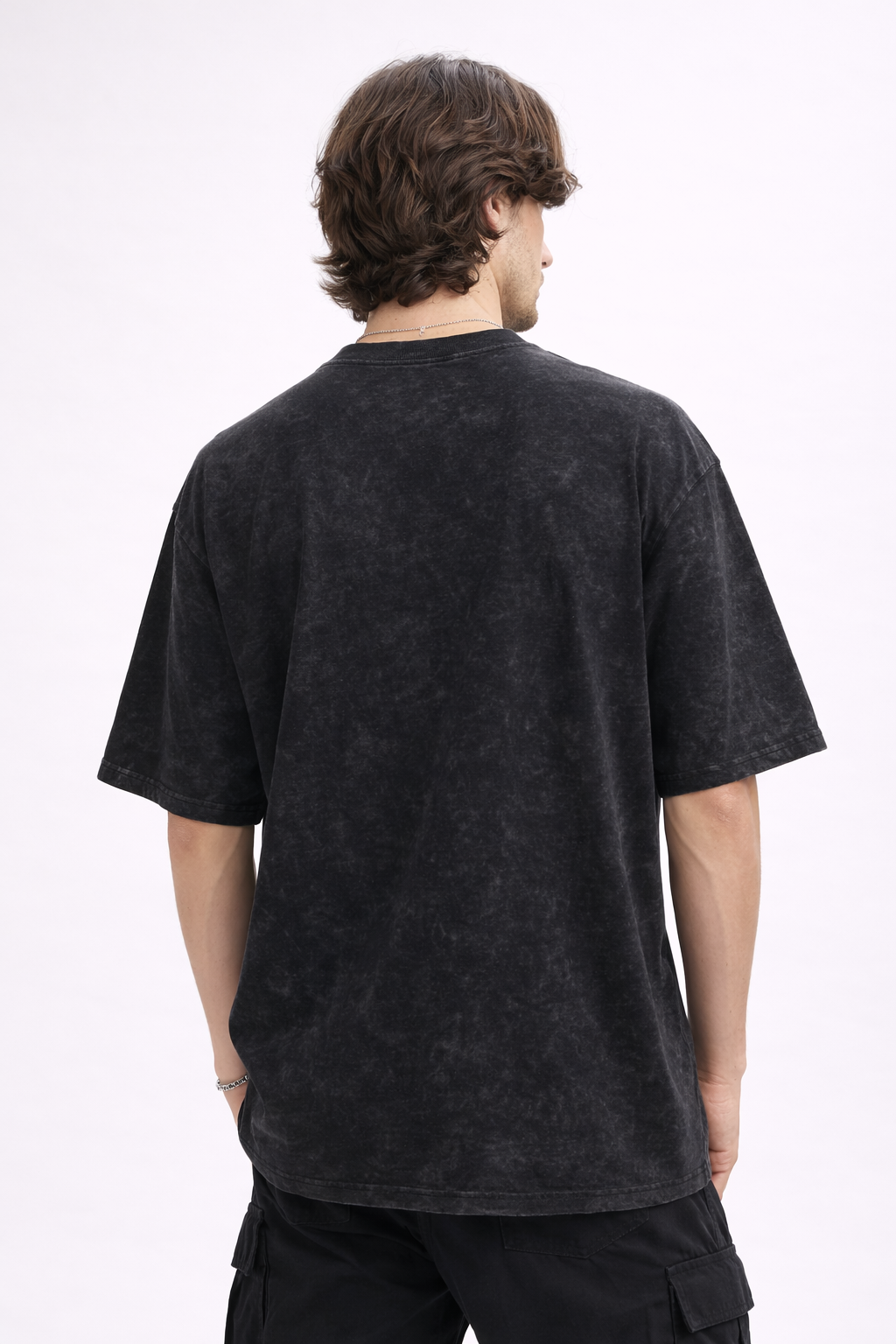 Acid Wash Oversized Tee - Black