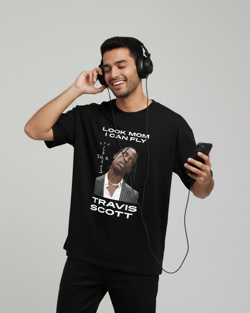 Travis Scott Inspired Tee - Look Mom I Can Fly – Oversized Tee